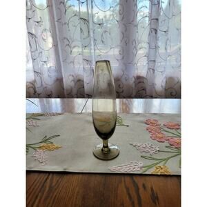 Vintage Bud Vase, Smoke Glass, Pedestal Footed, 9-3/4" Tall, Boho Eclectic Gift